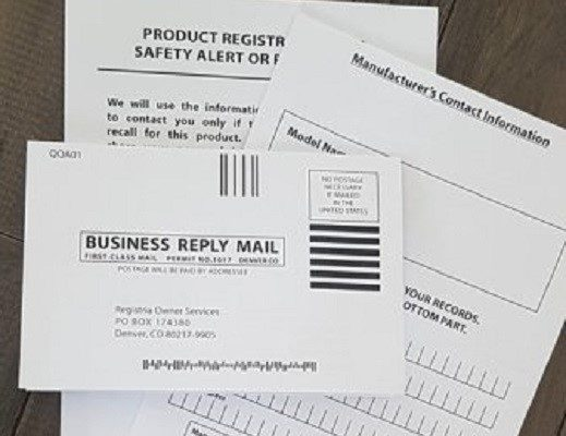 耐用婴儿产品的消费者注册卡